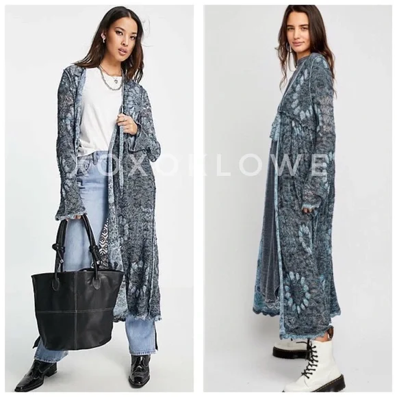 Free People Sea Spirit Tie Front Longline Cardigan | Deep Sea Color | NWT - Picture 11 of 12